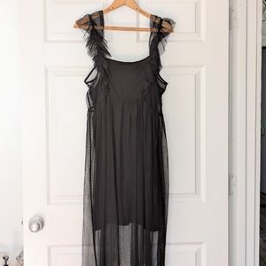 Anthropologie Maeve Sheer Flutter Lace Swiss Dot Net Party Dress NYE Medium